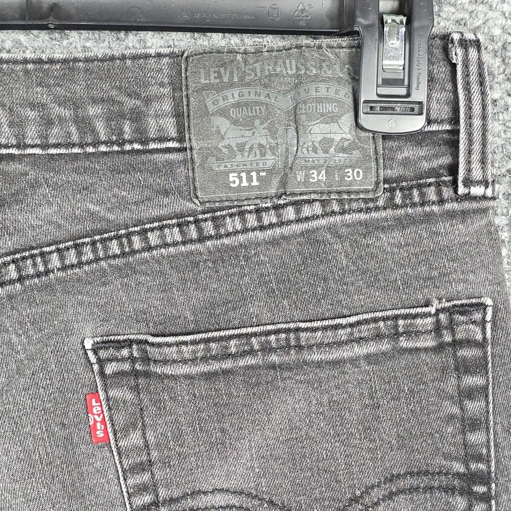 Levi's Mens 34x30 511 Slim Fit Jeans Black Faded Stretch Denim